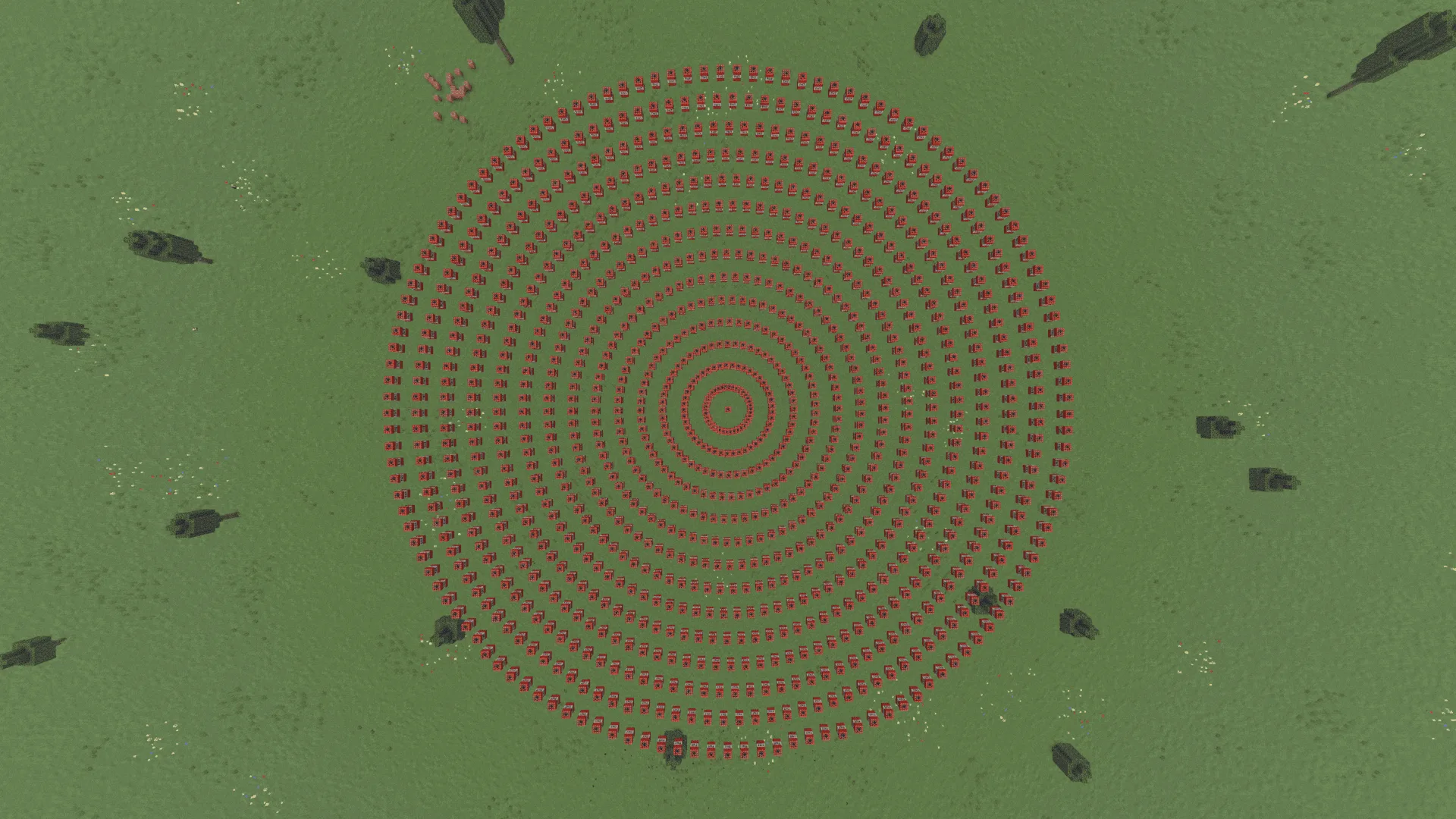 Орбитальная пушка в Minecraft, производящая мощный взрыв.