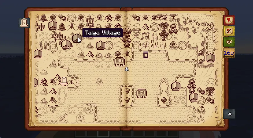 Маркеры структур на карте в моде Antique Atlas 4.