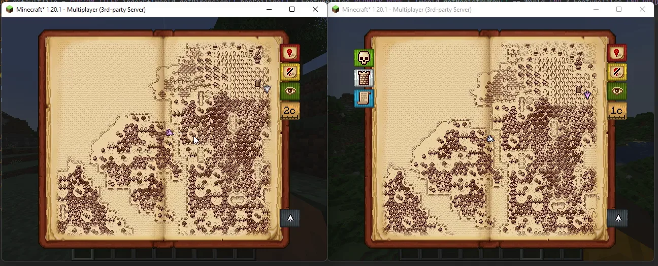 Интерфейс модификации Antique Atlas 4 с функцией обмена картами.