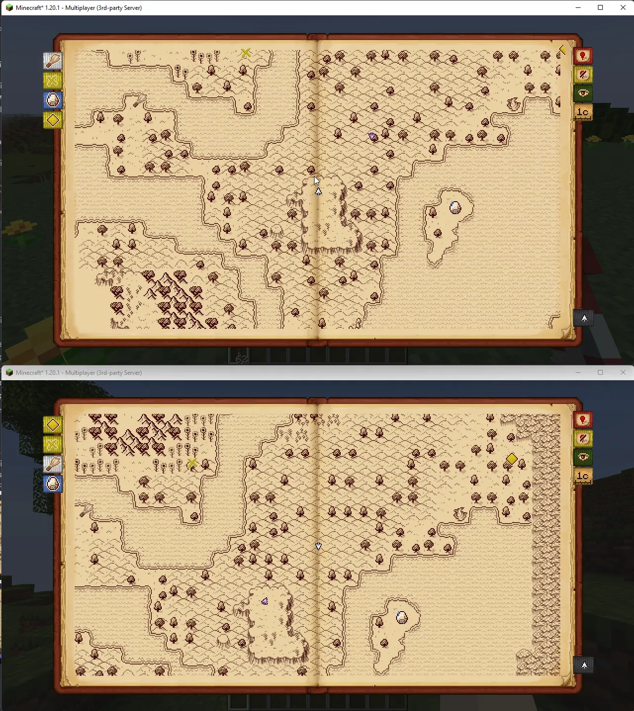 Интерфейс модификации Antique Atlas 4 с функцией обмена картами.