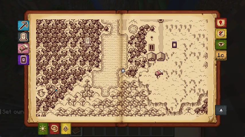 Интерфейс внутриигровой карты из мода Antique Atlas 4.