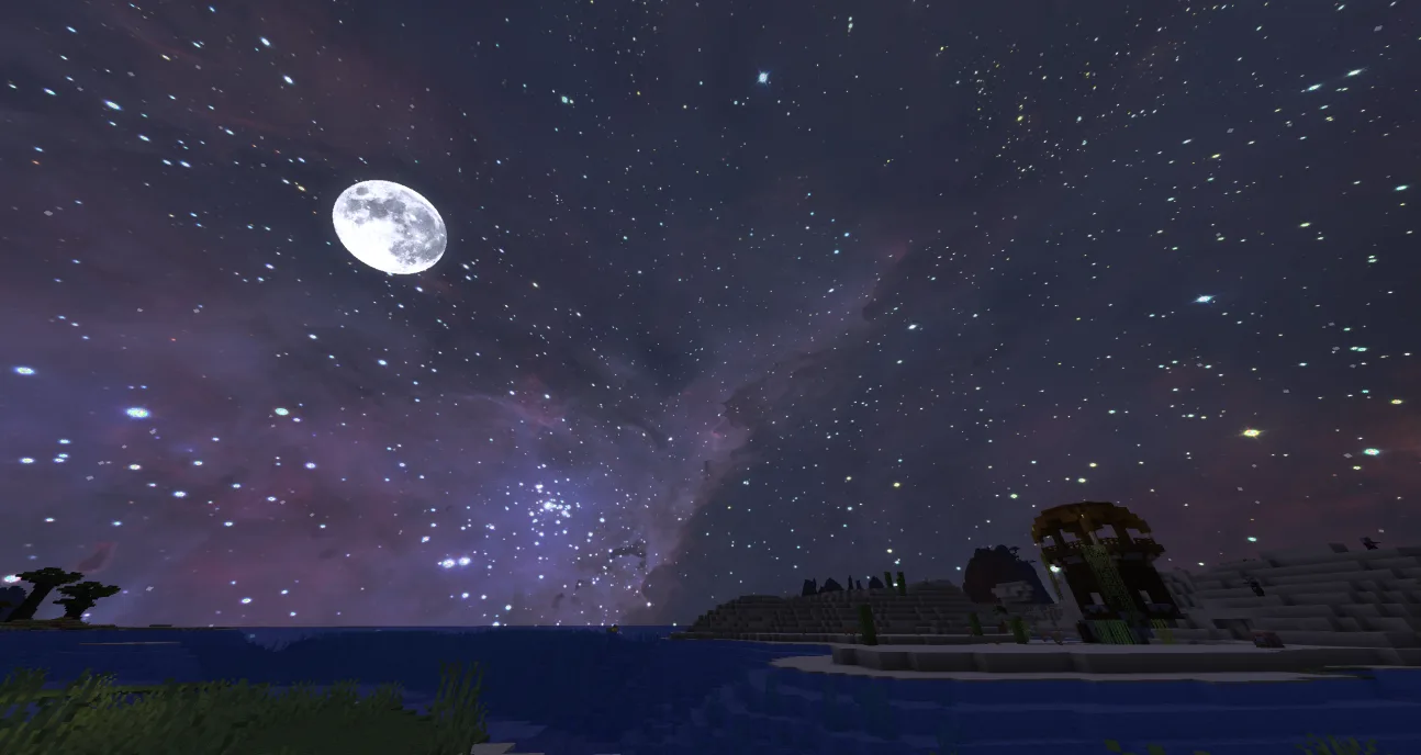 Ночное небо из пакета текстур Awesome Skies в Minecraft.