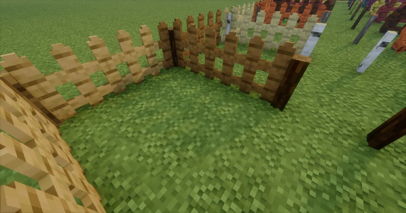 Скриншот с демонстрацией улучшенных моделей заборов в Minecraft.