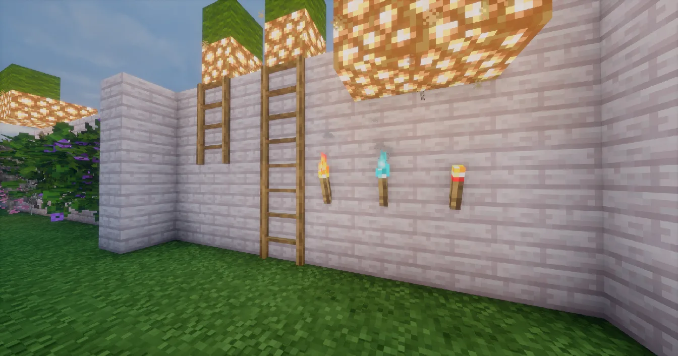 Факелы и лестницы из набора текстур 100%Better.