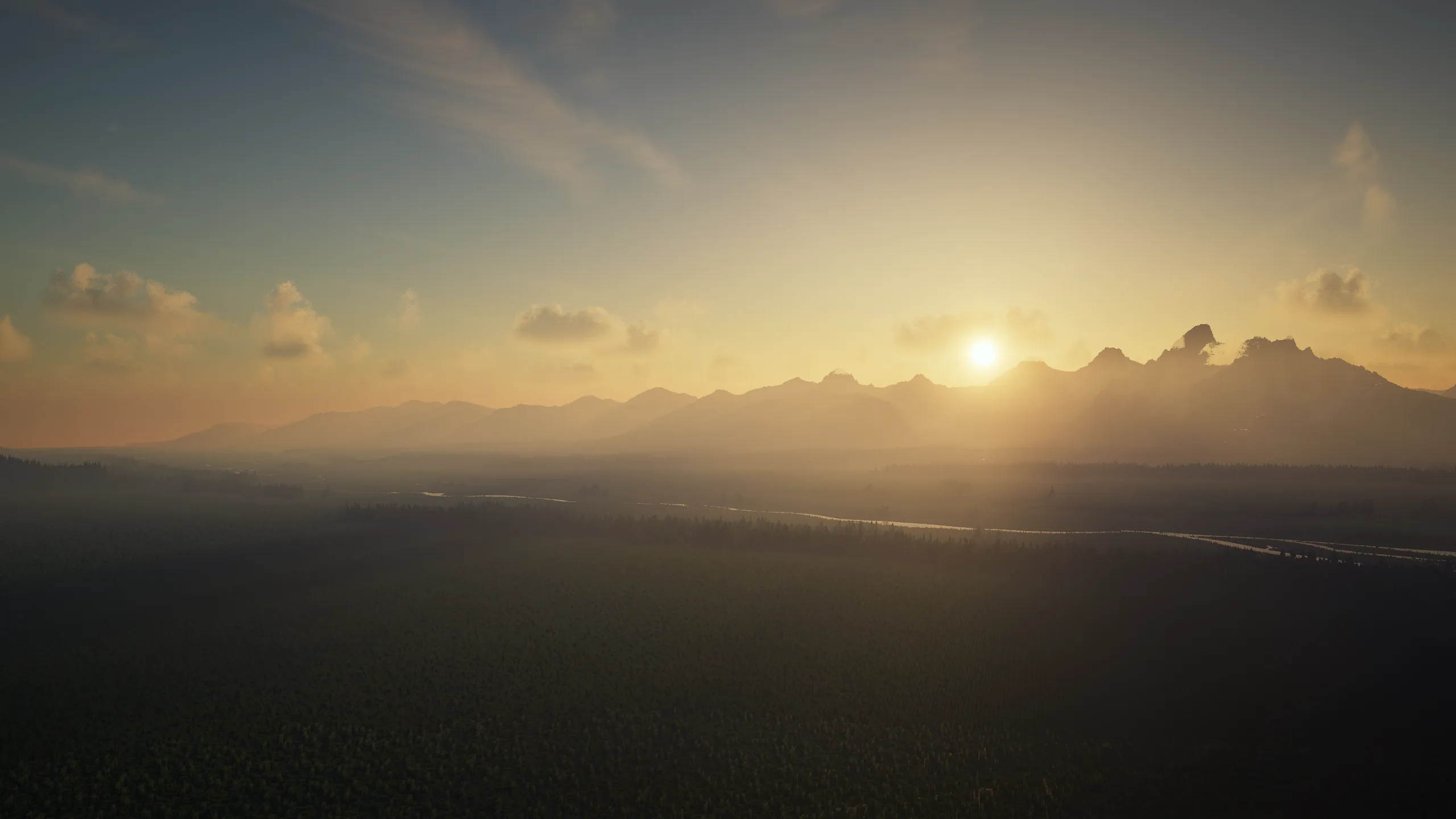 Пейзаж национального парка Гранд-Титон с использованием шейдеров Continuum 2.0 Redux в Minecraft.