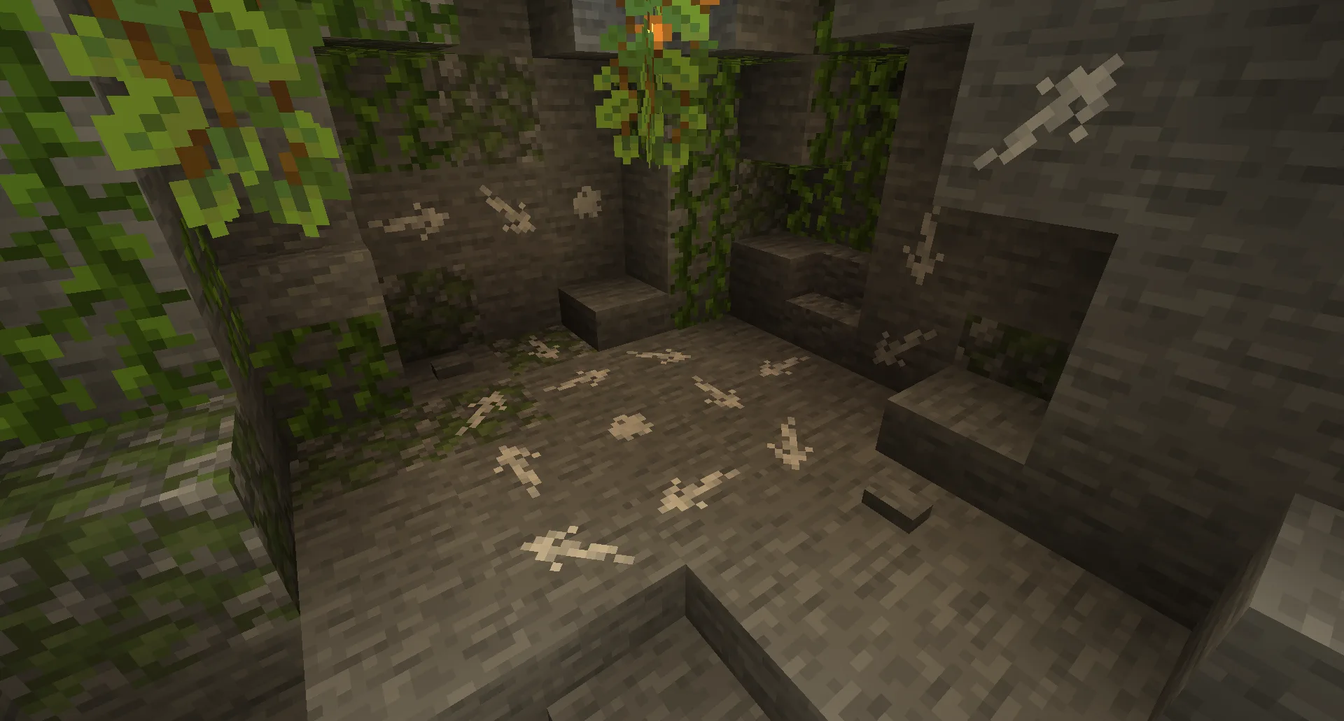 Белые меловые отметки на блоках в Minecraft.