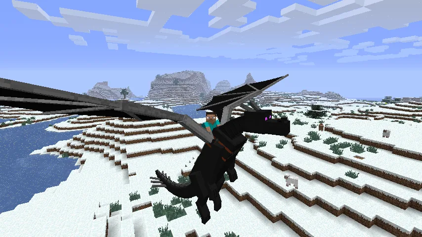Дракон завис в воздухе в моде Dragon Mounts