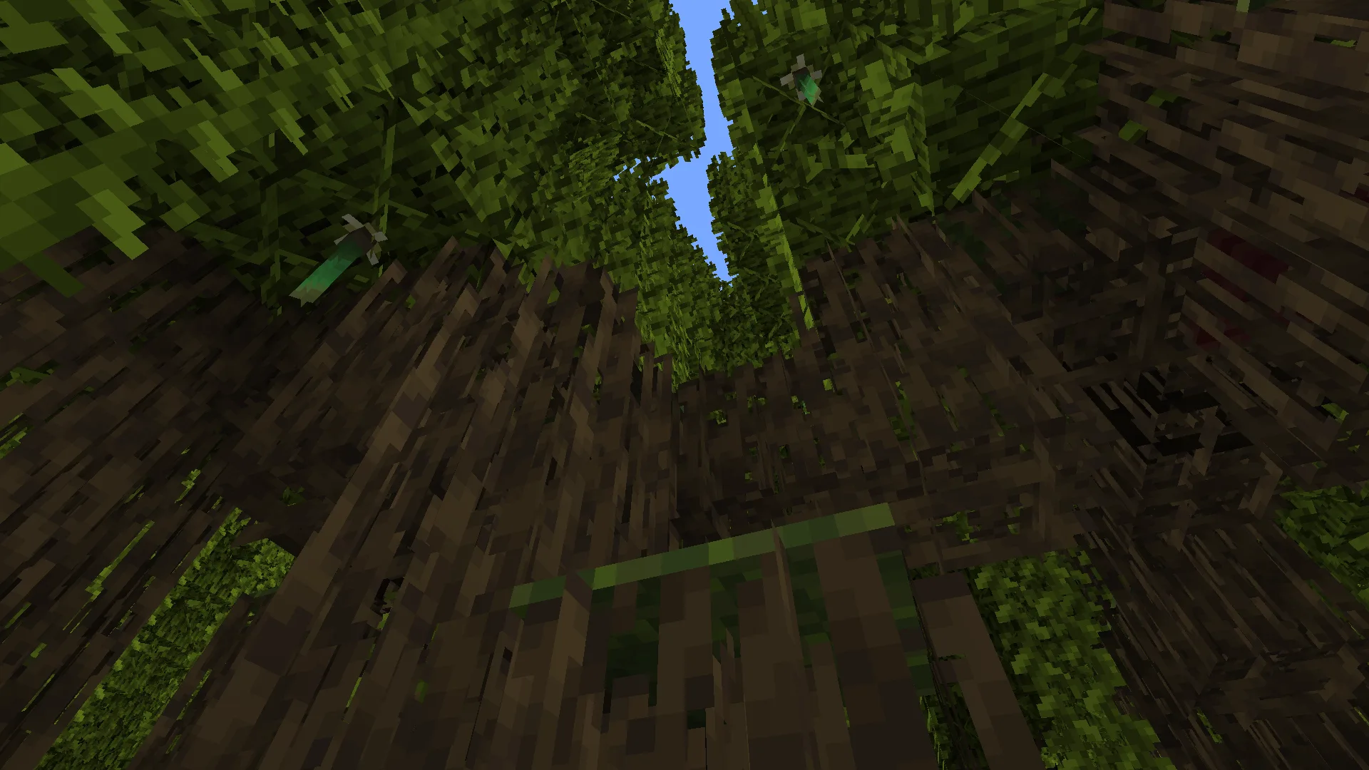 Пышные корни мангровых деревьев в Minecraft.