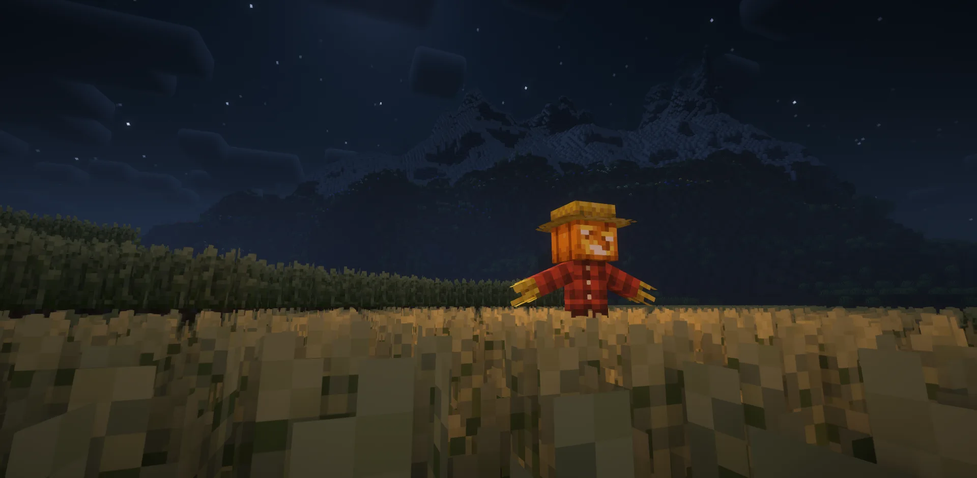 Пугало в поле пшеницы с шейдерами Complimentary Reimagined.