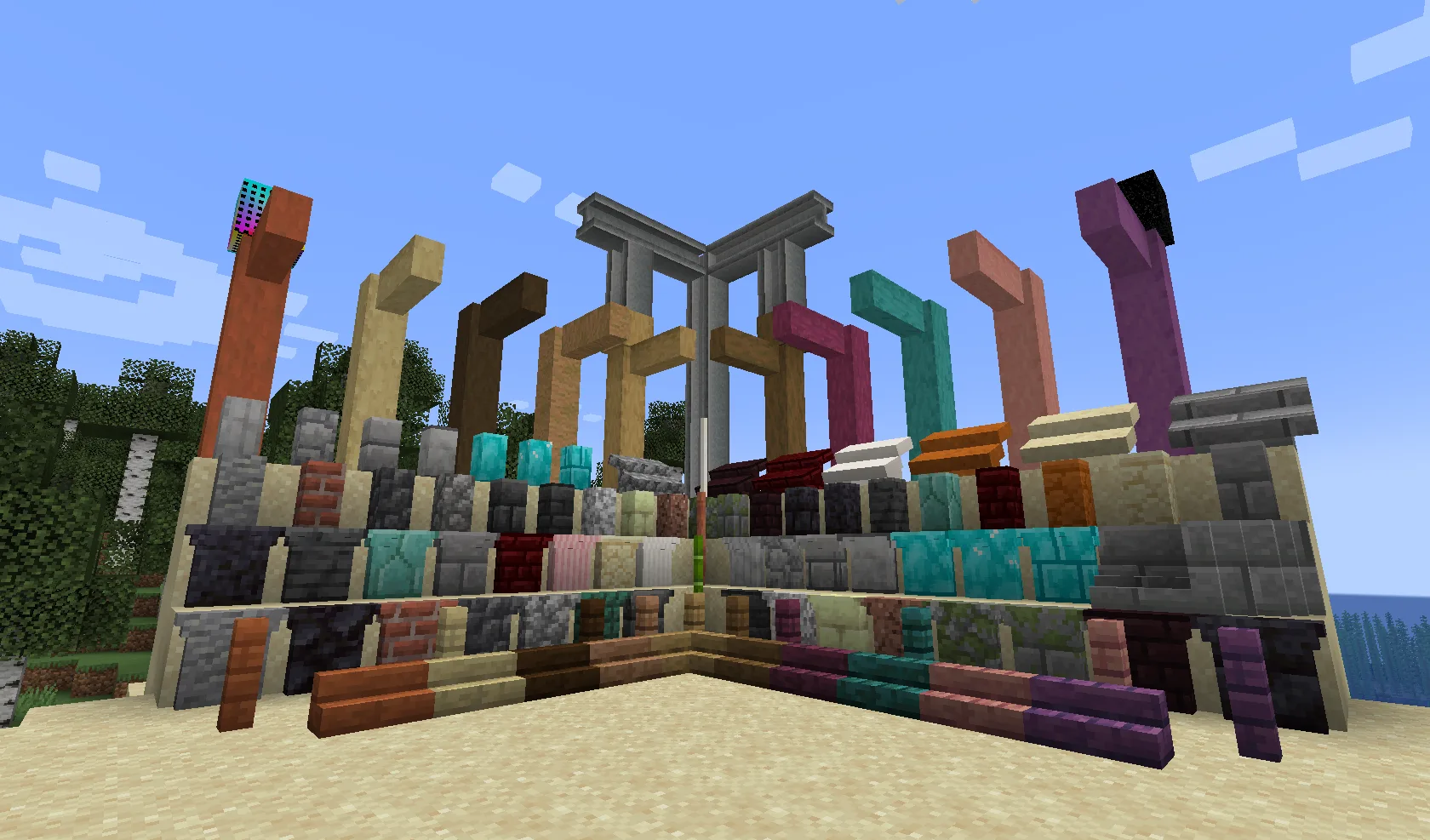 Линейка блоков из мода Architecture Extensions версии 0.2.0.