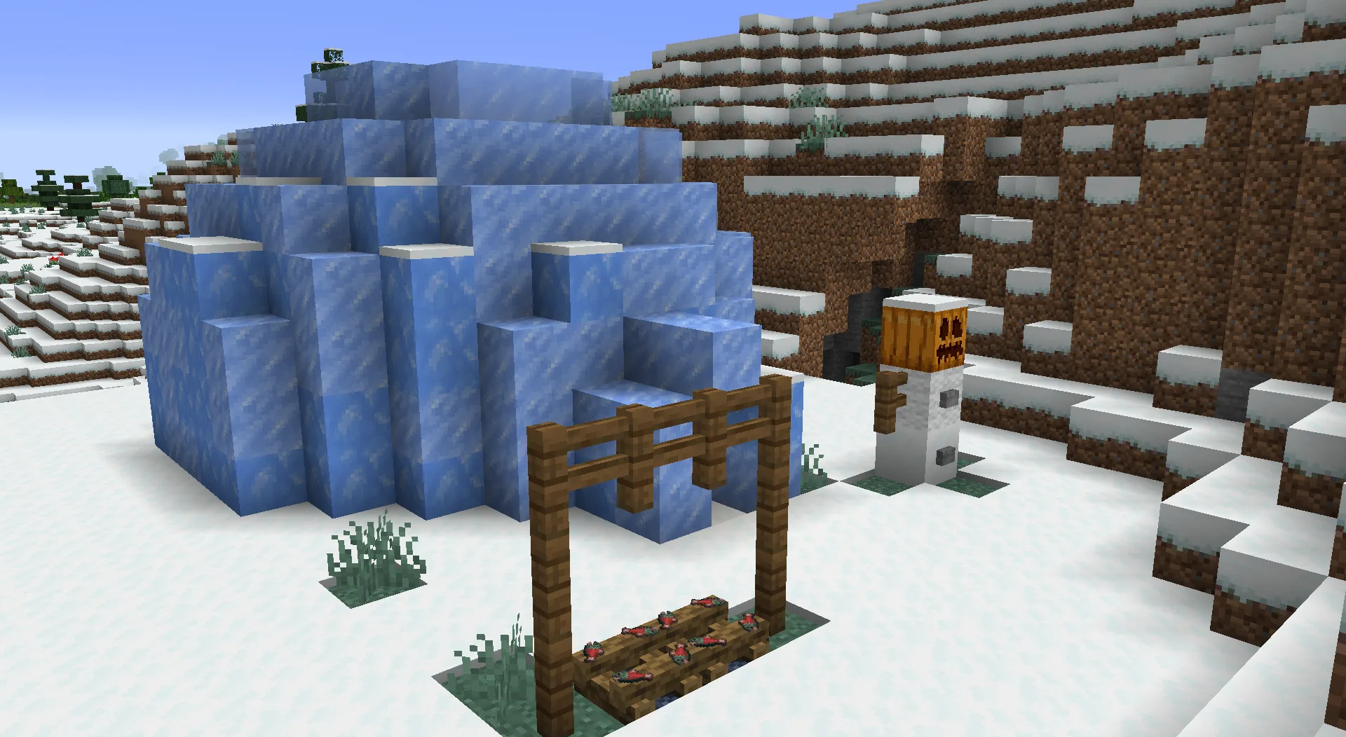 Иглу из мода Thun's Structures в заснеженном биоме.