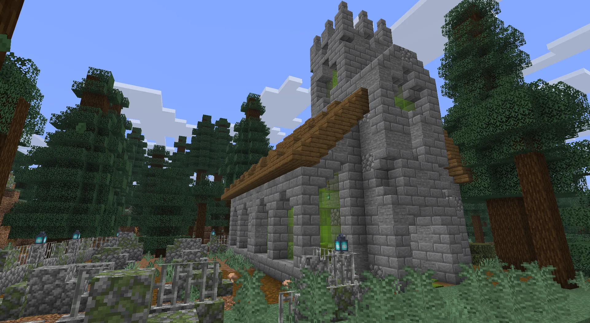 Кладбище из мода Thun's Structures в биоме гигантской еловой тайги.