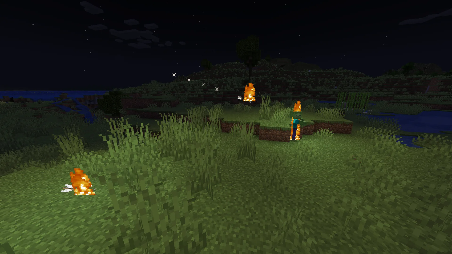 Горящие сущности в Minecraft излучают динамический свет.
