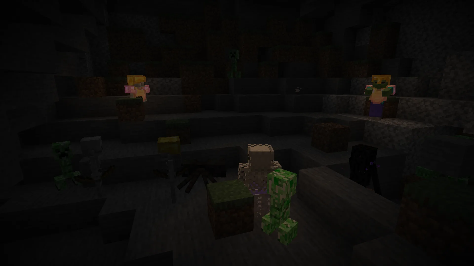 Скриншот мода Dynamic Lights: зачарованные предметы и броня светятся в темноте.