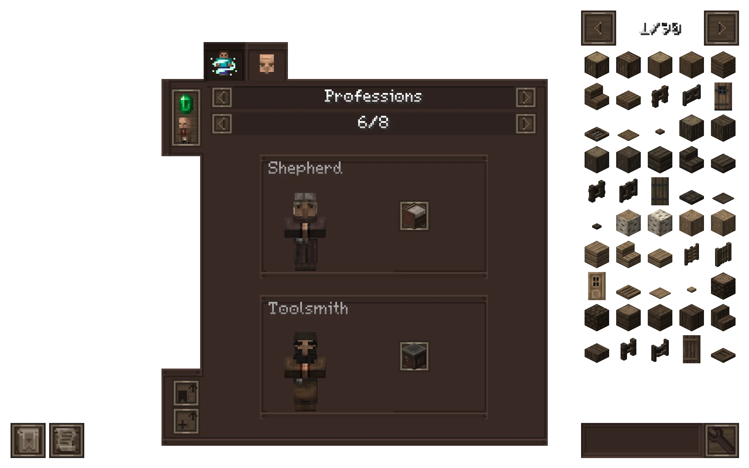 Интерфейс верстака с поддержкой JEI для отображения цепочек торговли мода Excalibur.