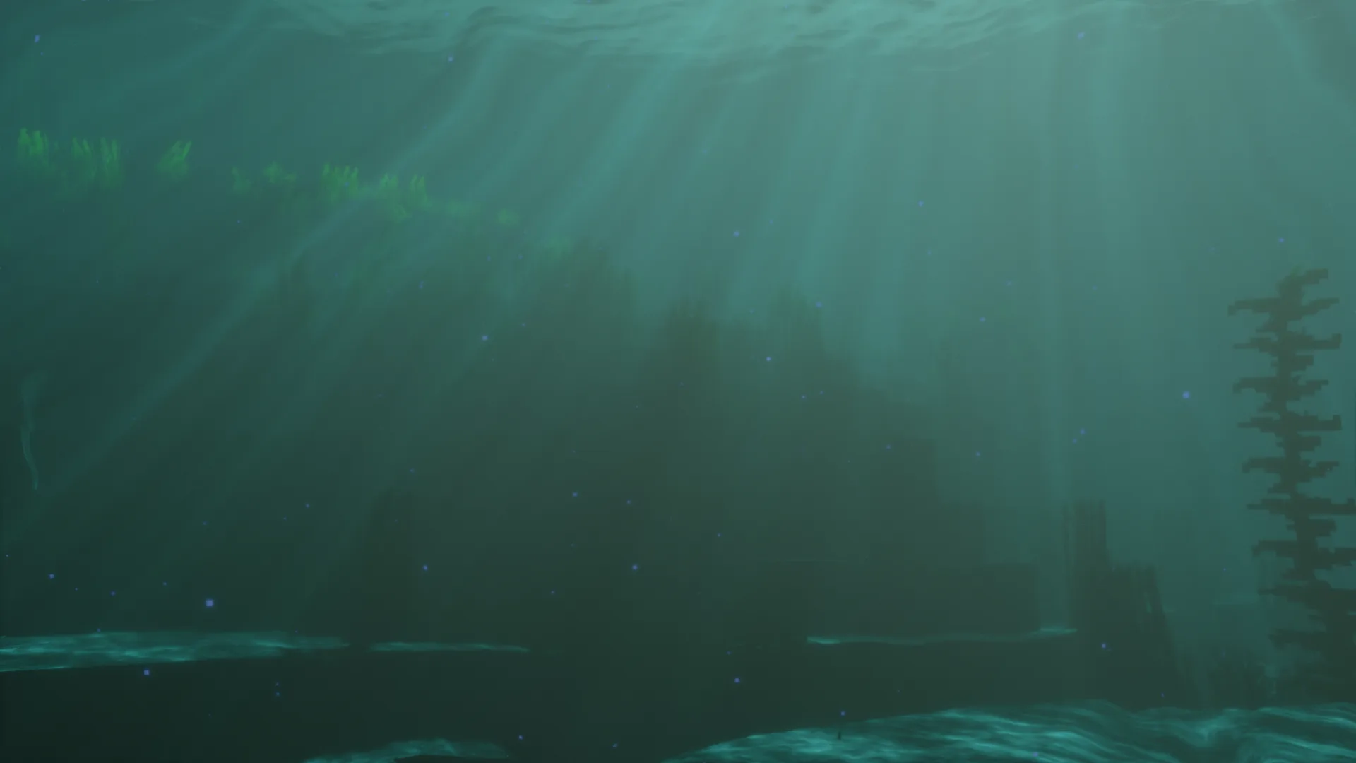 Bliss Shaders: вид под водой с ресурспаком Pixel Perfection Legacy.