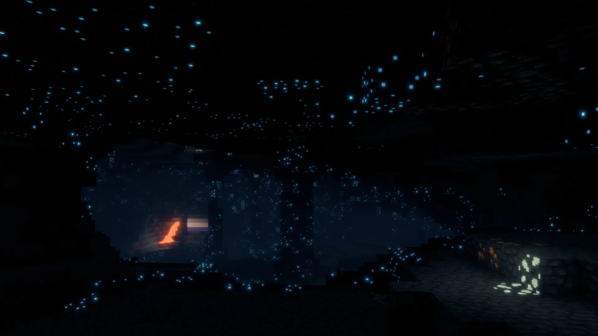 Bliss Shaders: страшные пещеры с текстурпаком Pixel Perfection Legacy.