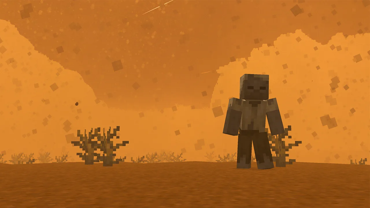 Песчаная буря в Minecraft из мода Visual Effects+.