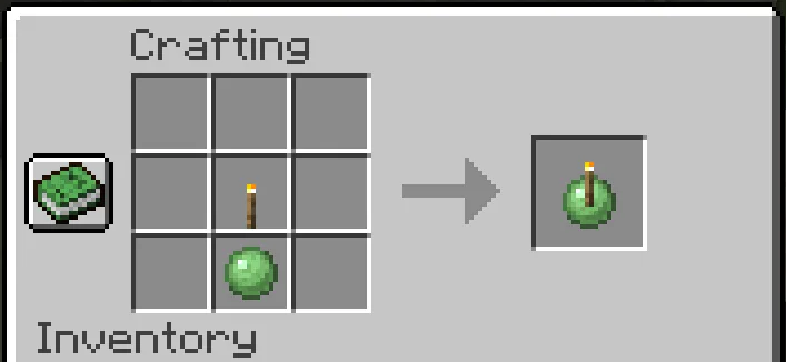 Рецепт крафта бросаемого факела из слизи в моде ThrowableTorch