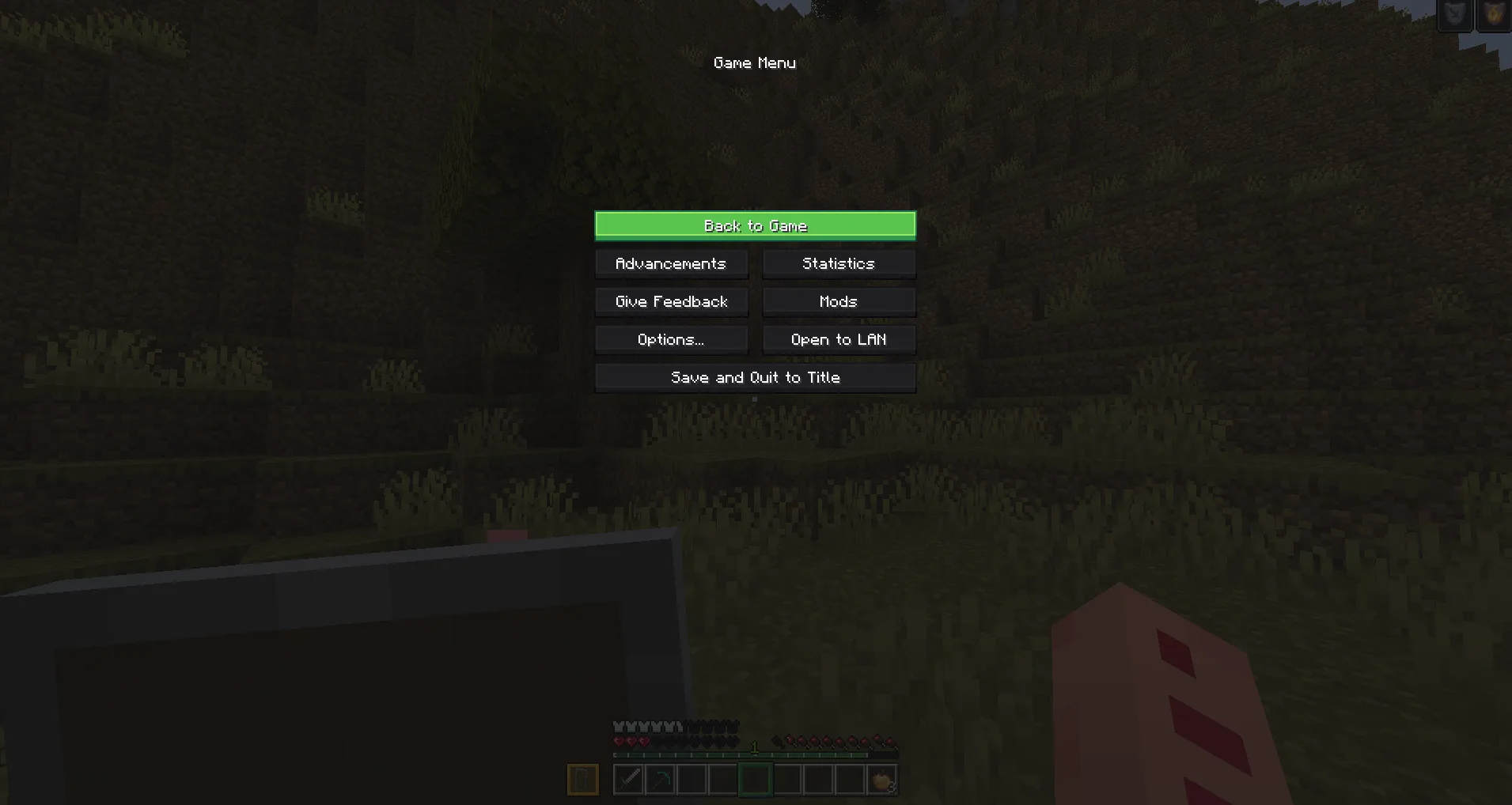 Выделенная кнопка интерфейса в стиле Minecraft Bedrock