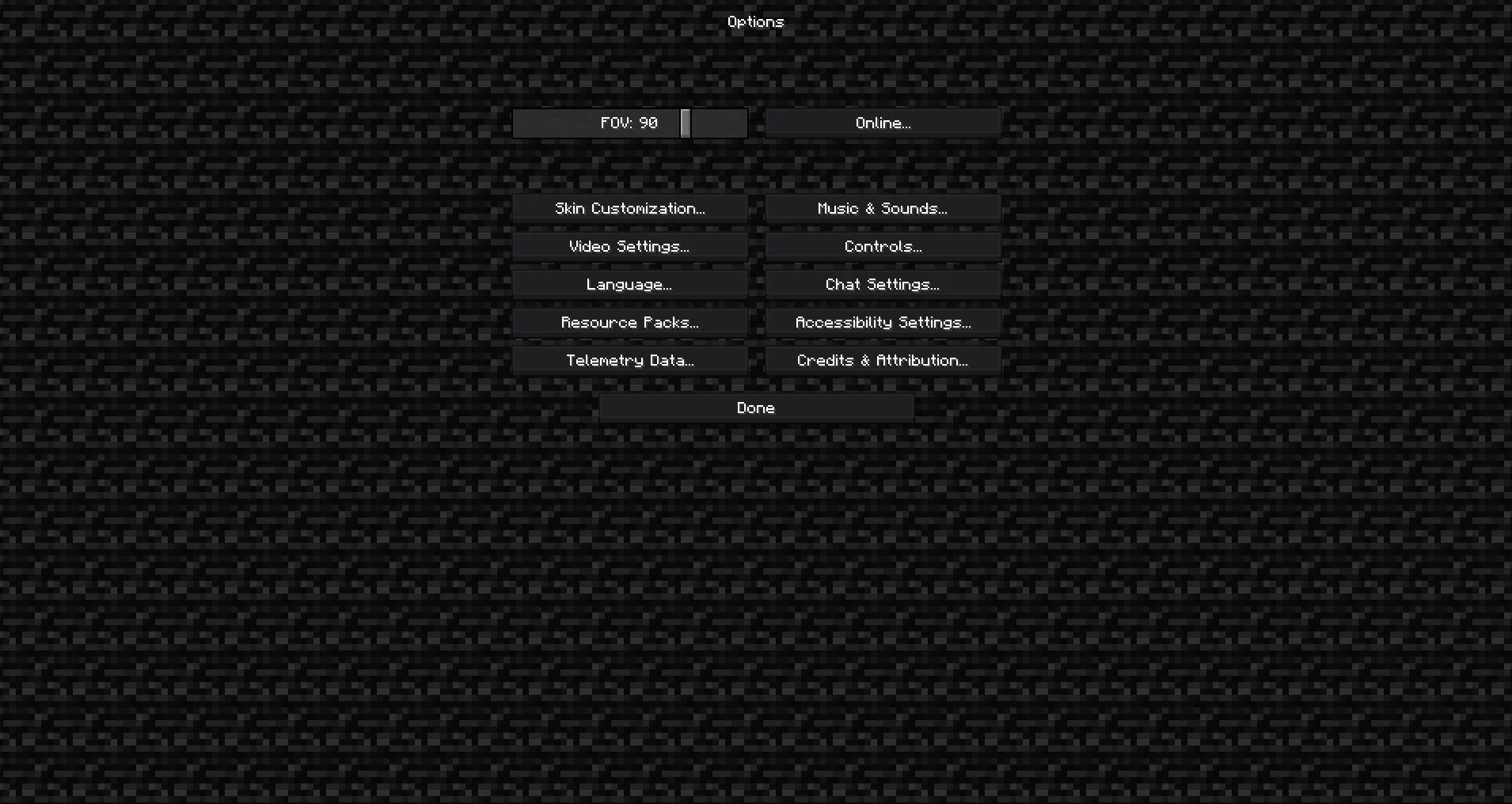 Фон меню настроек с текстурой в стиле Bedrock
