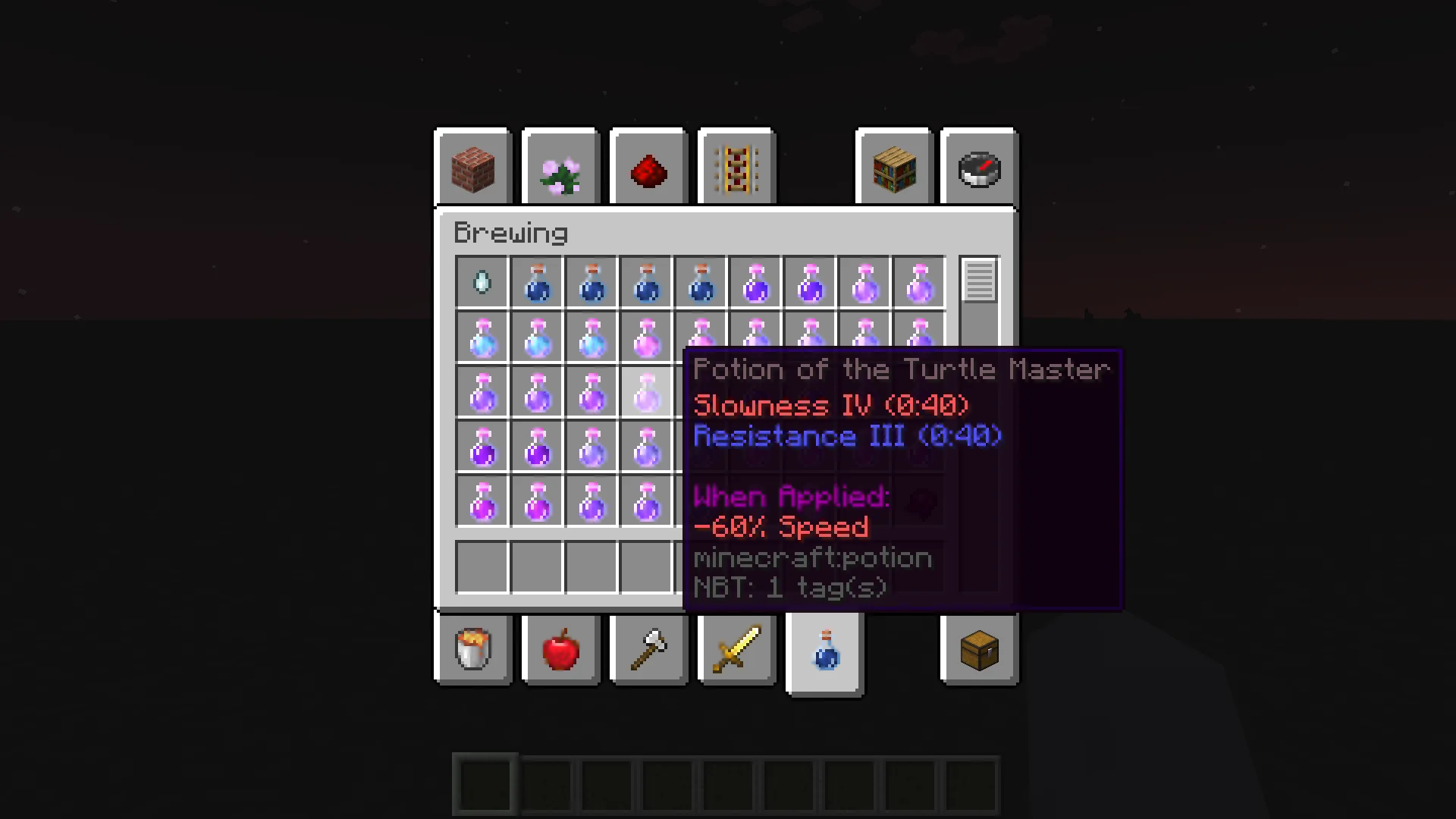 Иконка с разноцветными зельями и зачарованными стрелами из мода Tooltips+.