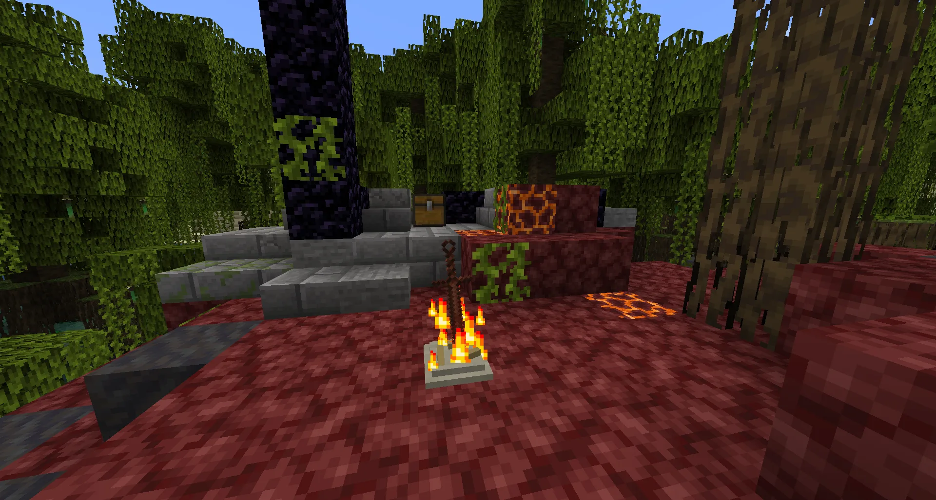Горящий костер в Minecraft.