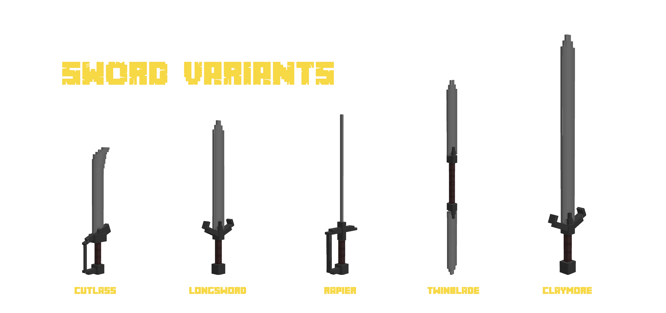 Различные варианты мечей из мода Simply Swords.