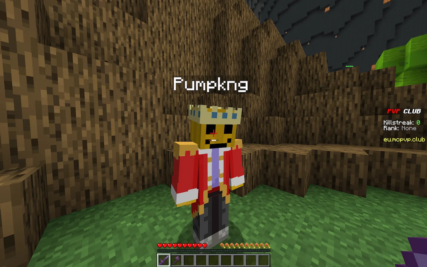 Индикатор зарядки атаки в Minecraft против другого игрока.