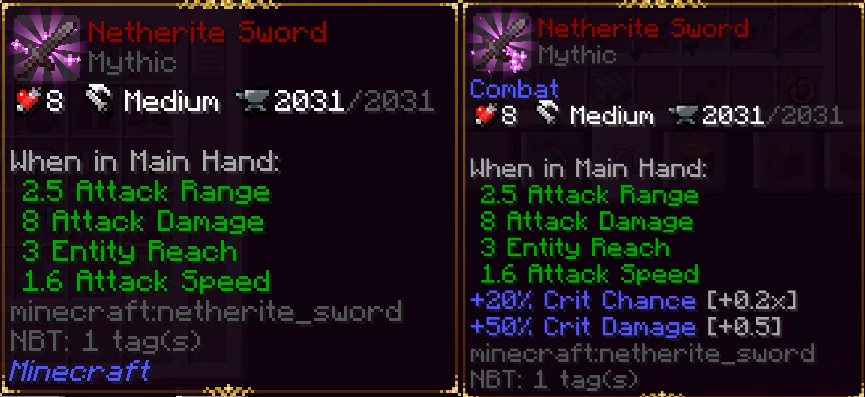 Модификация меча в моде Attribute Modify