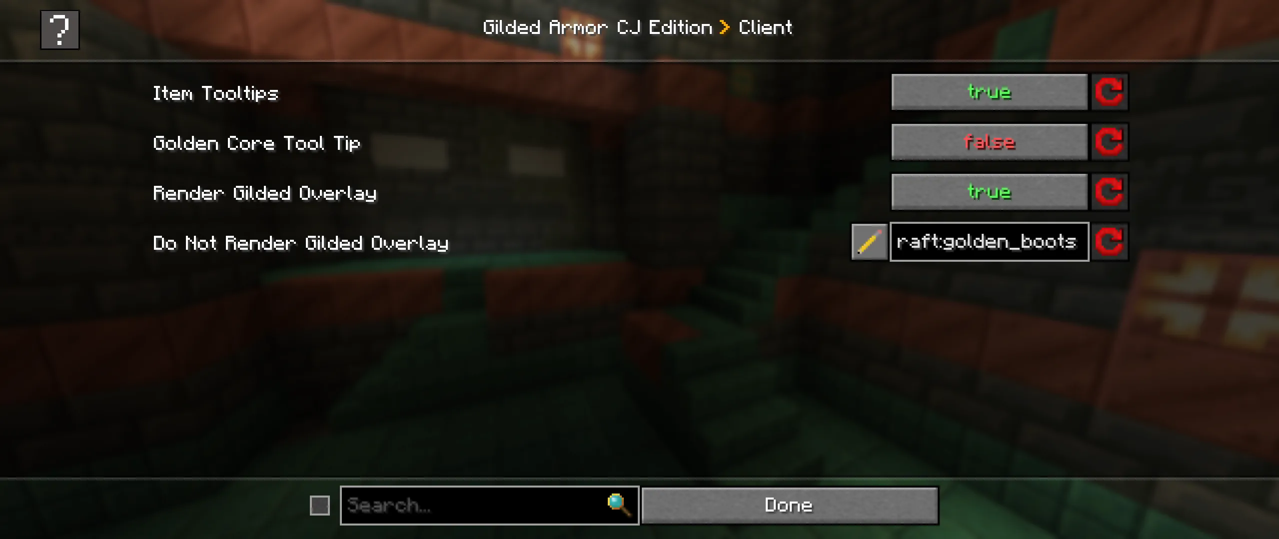 Пример использования Gilded Armor Mod с Config API.