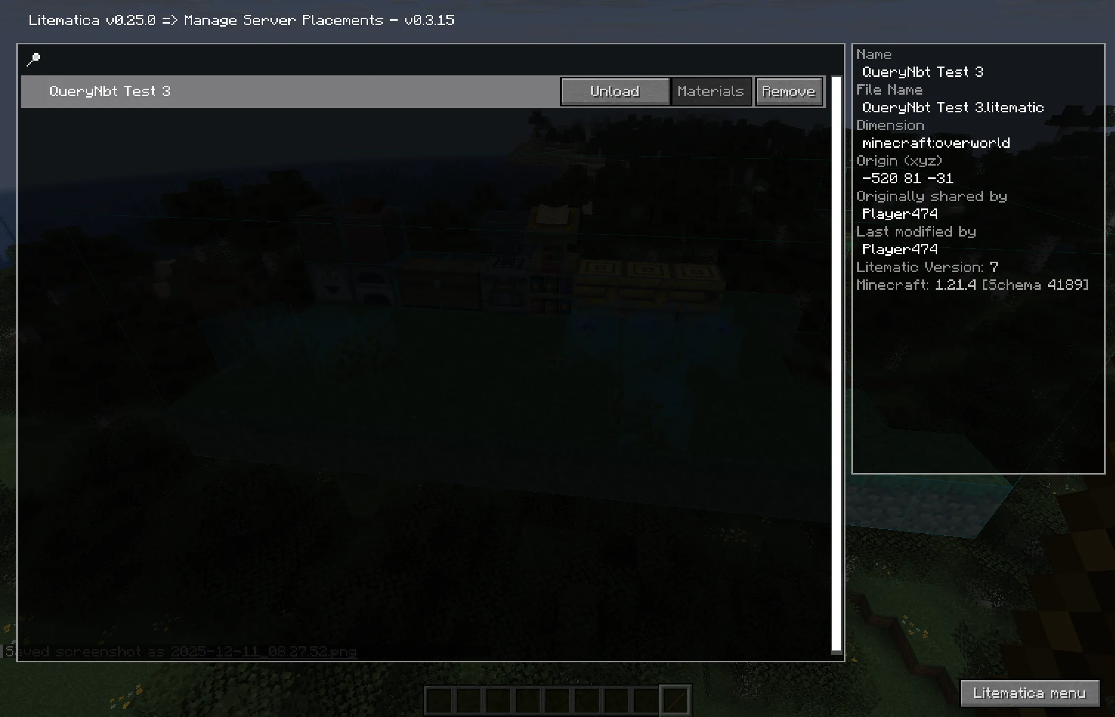 Экран управления размещением схем в моде Syncmatica.