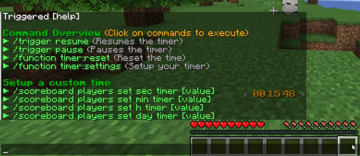 Меню настроек мода Timer