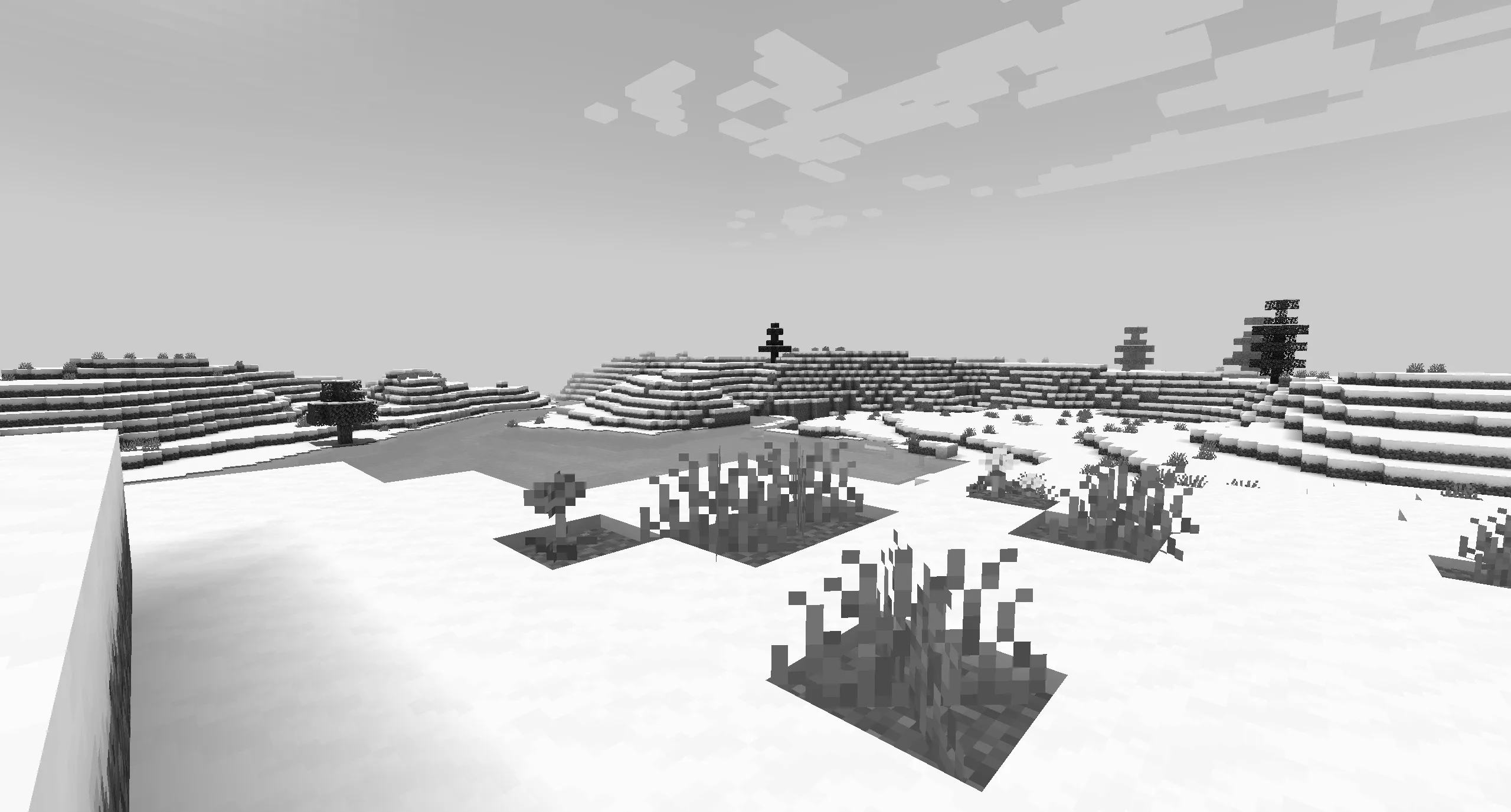 Скриншот шейдера Gray&Black в Minecraft.