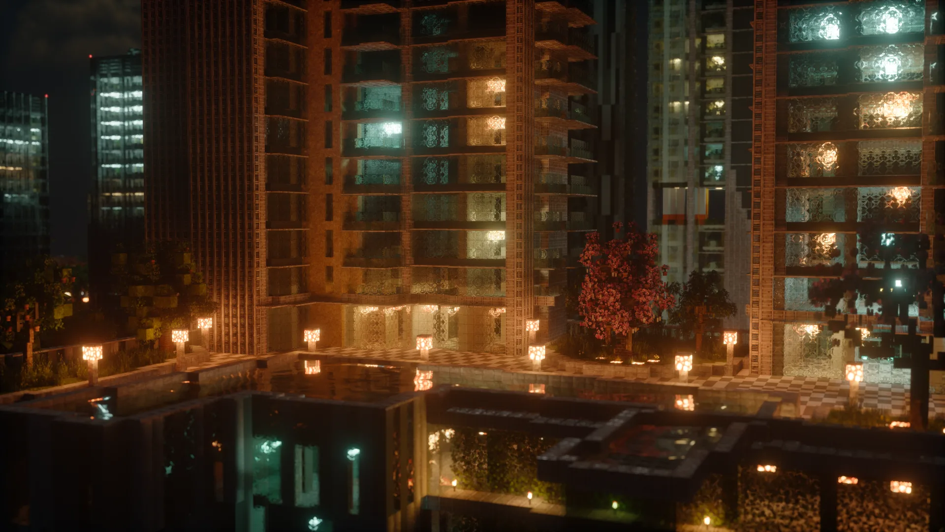 Город Альфа Пищиум ночью.