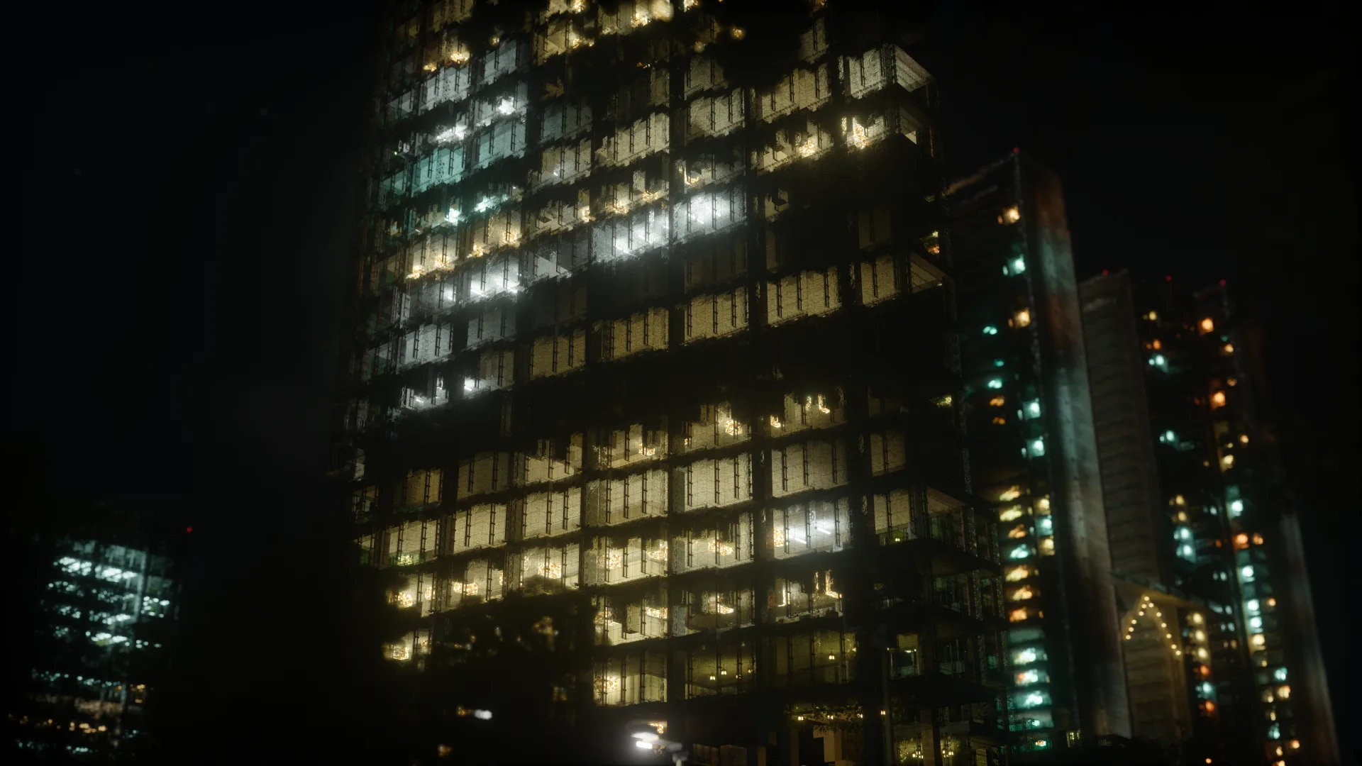 Город Альфа Пискис ночью.