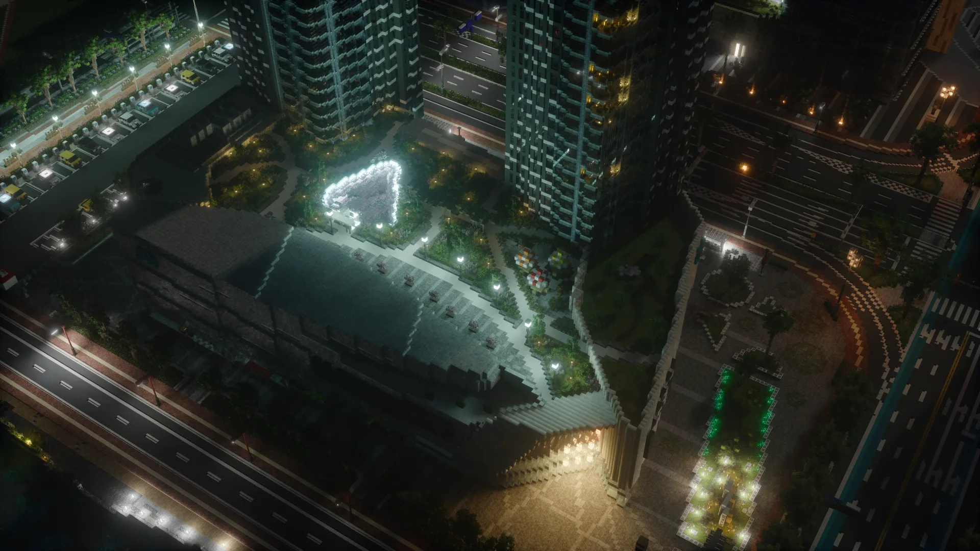 Город Альфа Пискиум ночью.