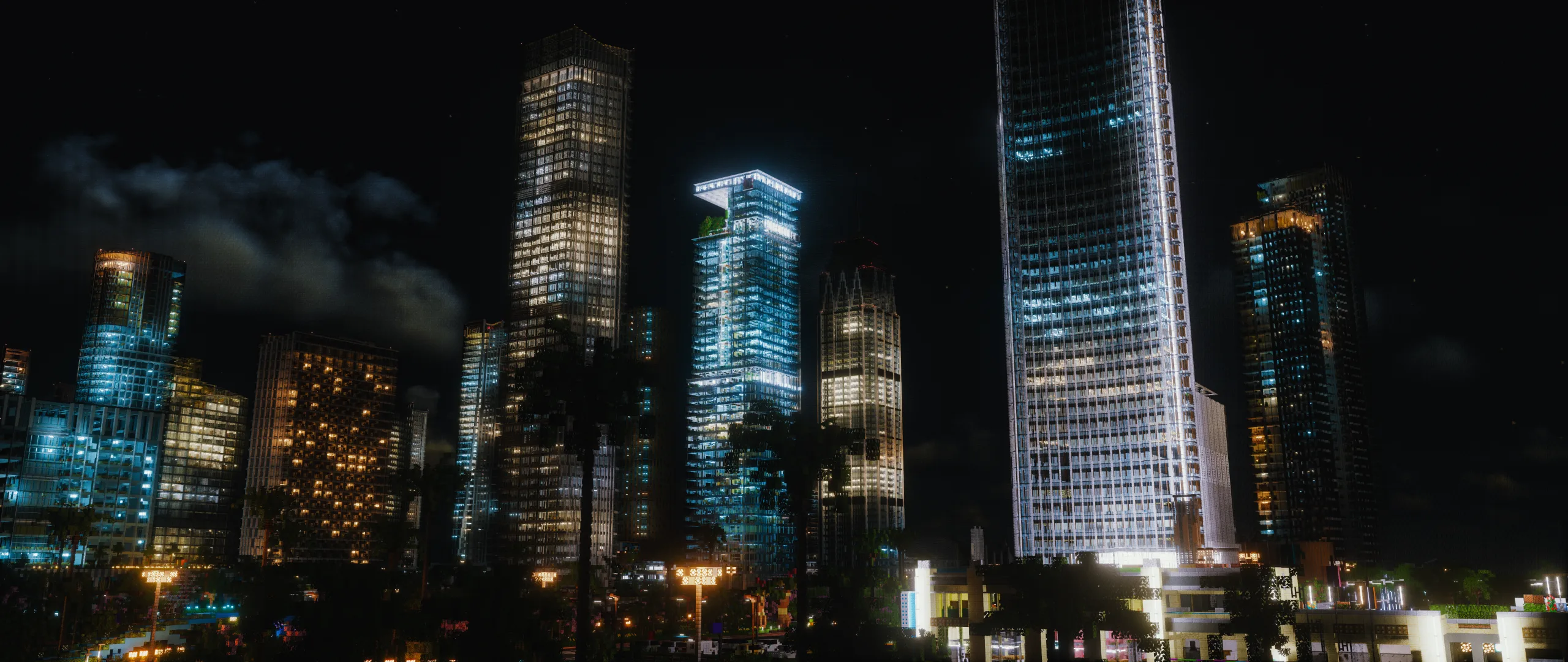 Город Альфа Пищиум ночью.