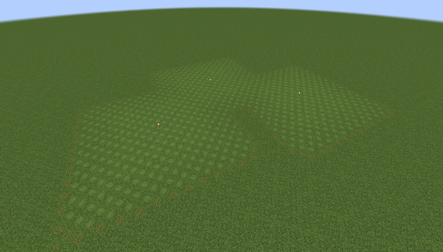 Визуализация радиуса освещения от факелов и других источников света в Minecraft.