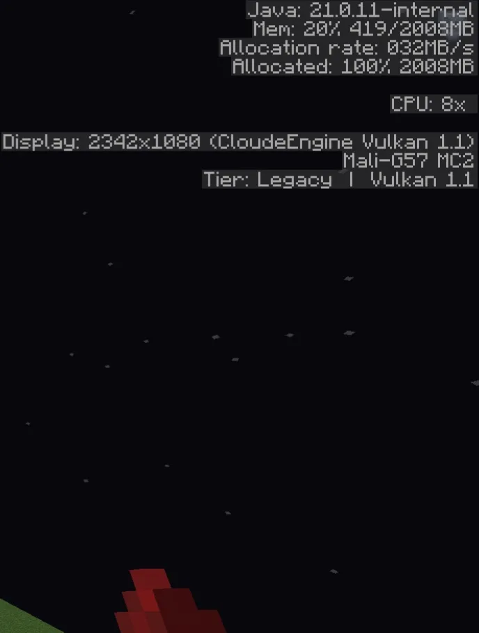 Отображение текущего игрового движка в меню отладки F3