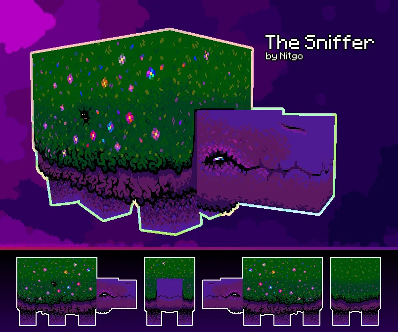 Ресурс-пак Pixel-Tree: модель нюхача из Minecraft.