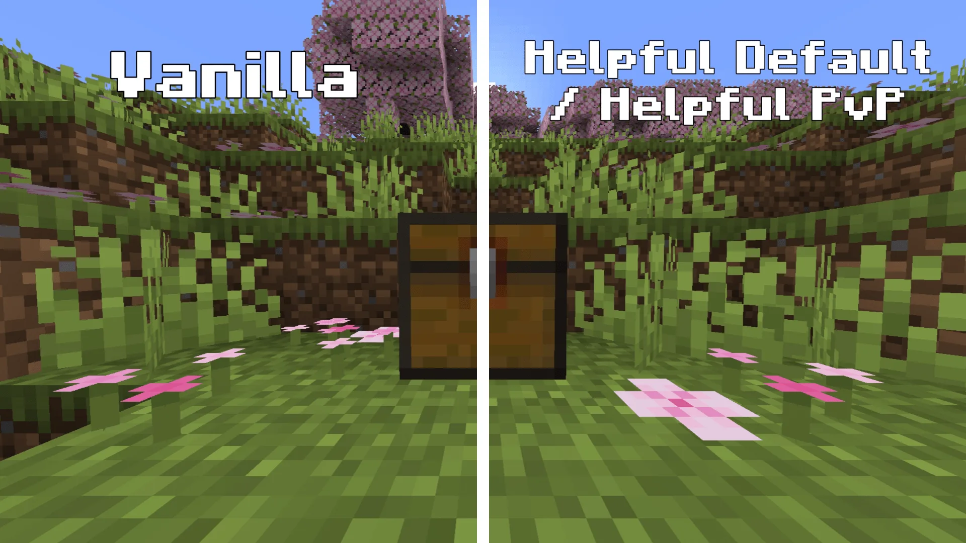 Скриншот ресурспака Helpful Default Pack с изображением ловушки-сундука с видимой текстурой.