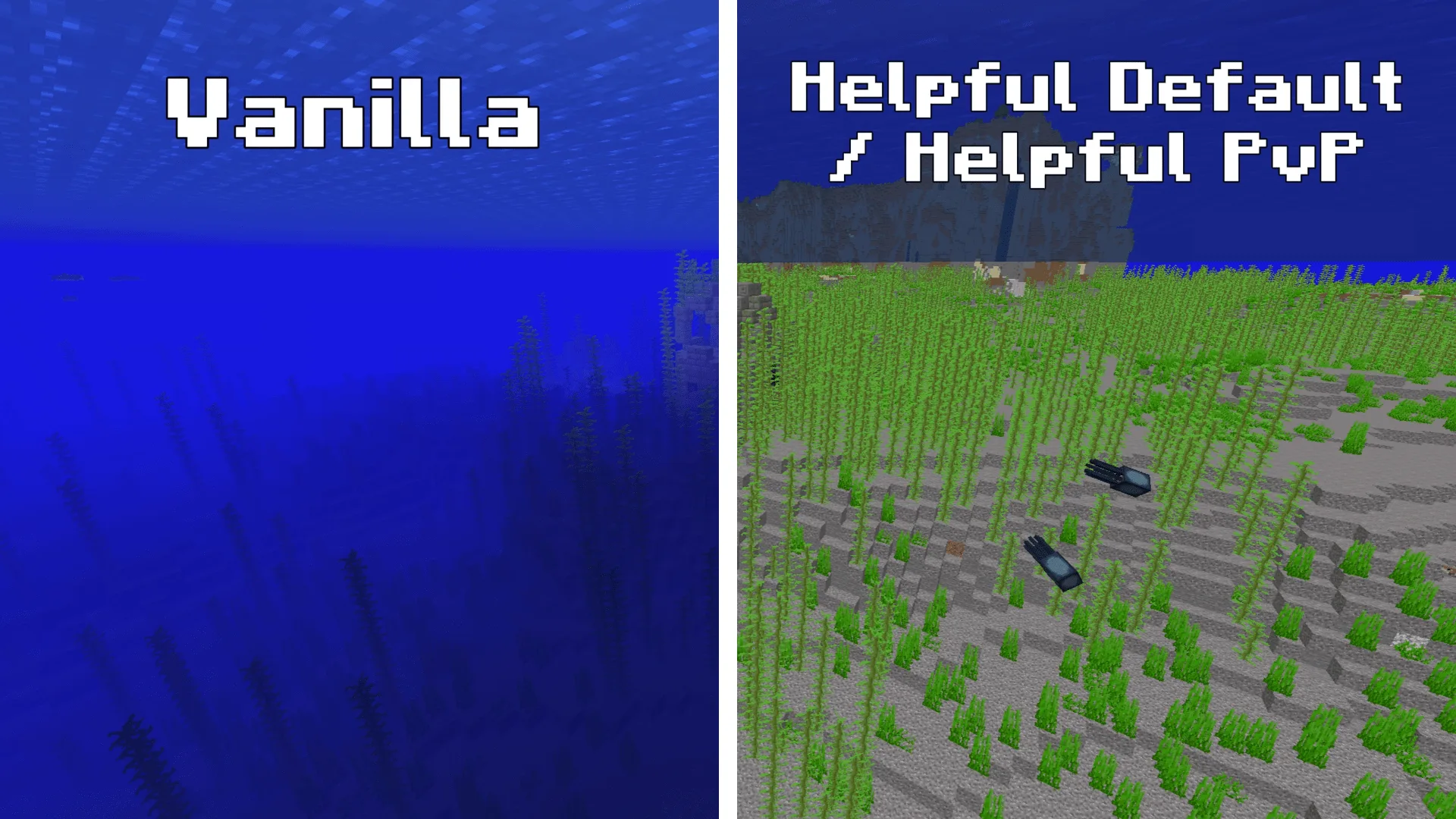 Ресурс-пак Helpful Default Pack: отсутствие тумана под водой.