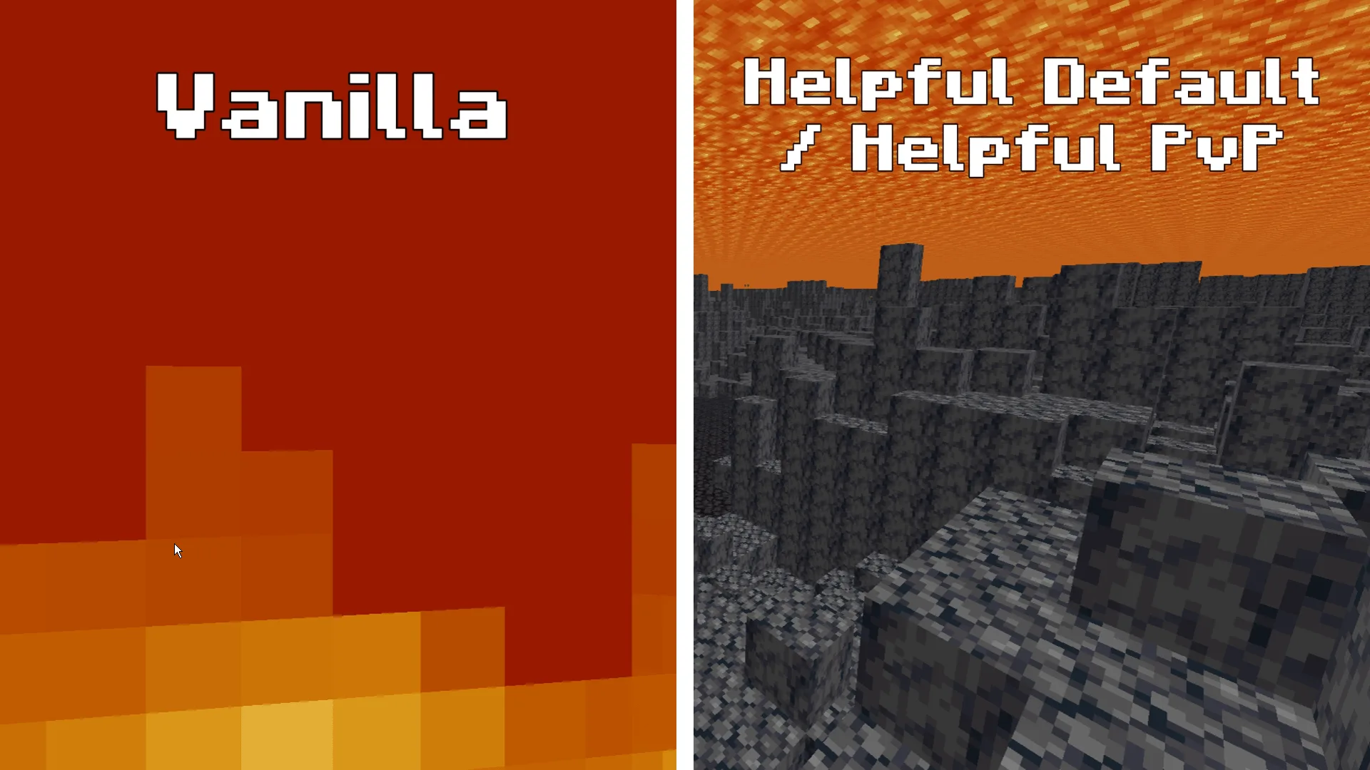 Скриншот ресурспака Helpful Default Pack: отсутствие тумана при нахождении в лаве.