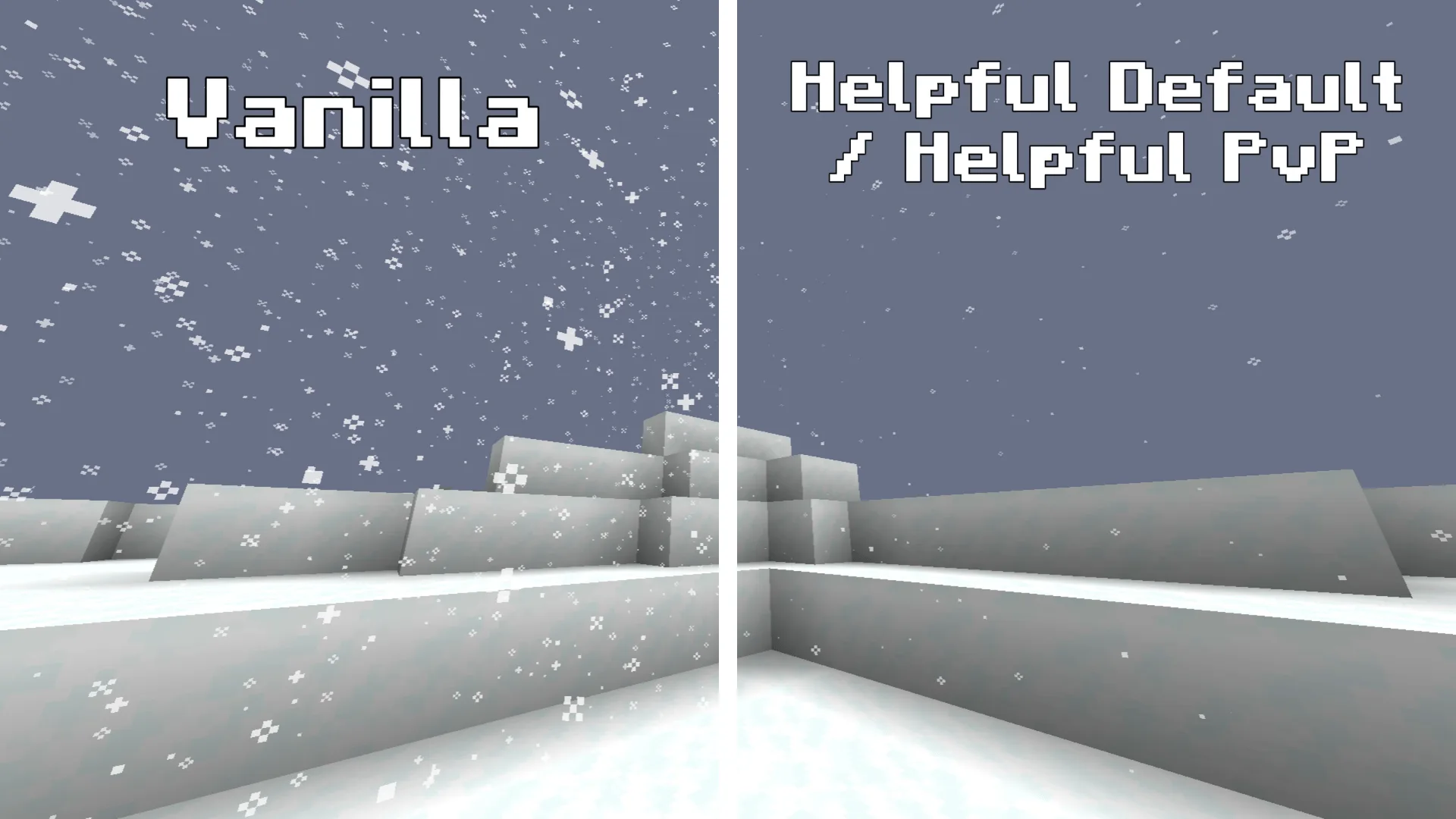 Ресурс-пак Helpful Default Pack: уменьшенное количество снега на блоках.