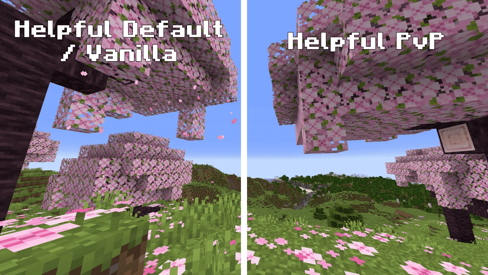 Скриншот ресурспака Helpful Default Pack: отсутствие частиц падающих листьев.