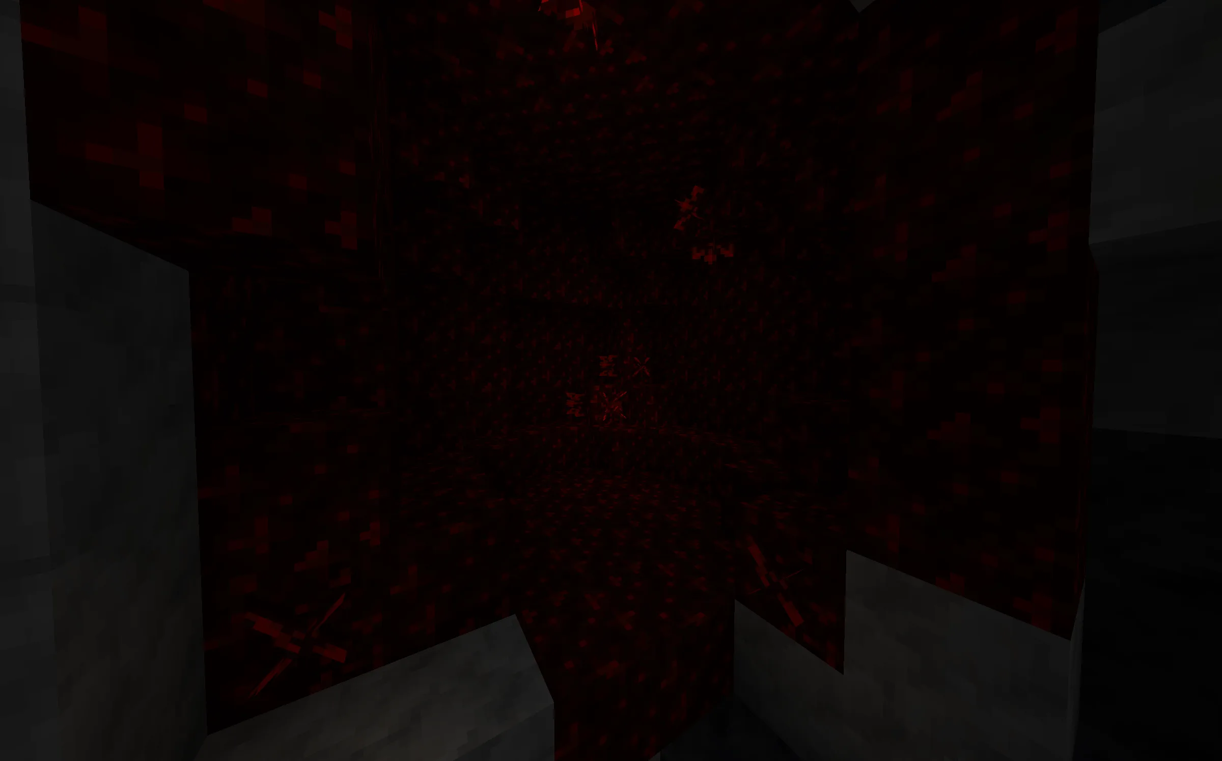 Геода из редстоуна, сгенерированная под землей в моде Basic Materials.