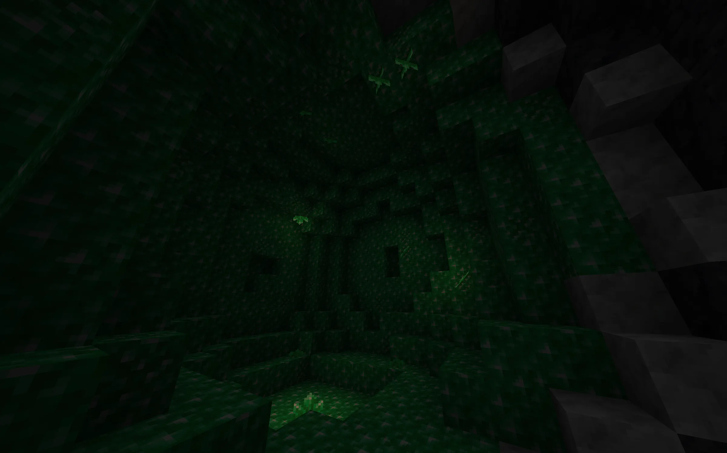 Изумрудная жеода, сгенерированная под землей в моде Basic Materials.