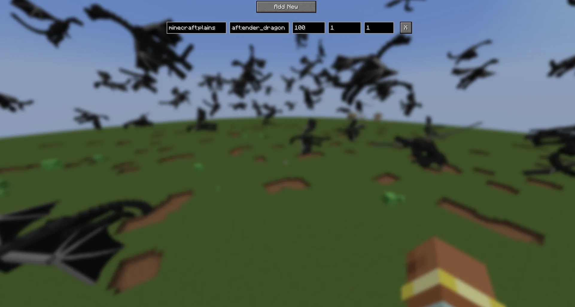 Скриншот мода Spawnable с драконом в Minecraft.