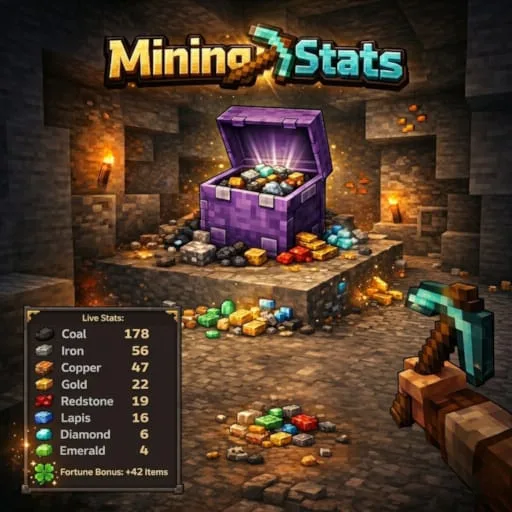 Интерфейс мода MiningStats для отслеживания добычи ресурсов